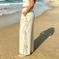 thumbnail image 5 of Vynhevius Women's Cargo Pants Plus Size Wide Leg Side Tie Elastic Waist Casual Loose Trousers Solid Color Summer Bottoms With Pockets, 5 of 8