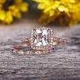 thumbnail image 6 of 6mm Princess Cut 2.50 Carat Morganite Engagement Ring Set On 10k Rose Gold Diamond Moissanite Matching Band Promise Ring Milgrain Anniversary Gift Bridal Ring, 6 of 6