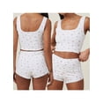 thumbnail image 3 of Yunliwuli Women Lounge Shorts, Elastic Waist Fruit Print Lace Trim Slim Fit Pajama Shorts Sleepwear, 3 of 7