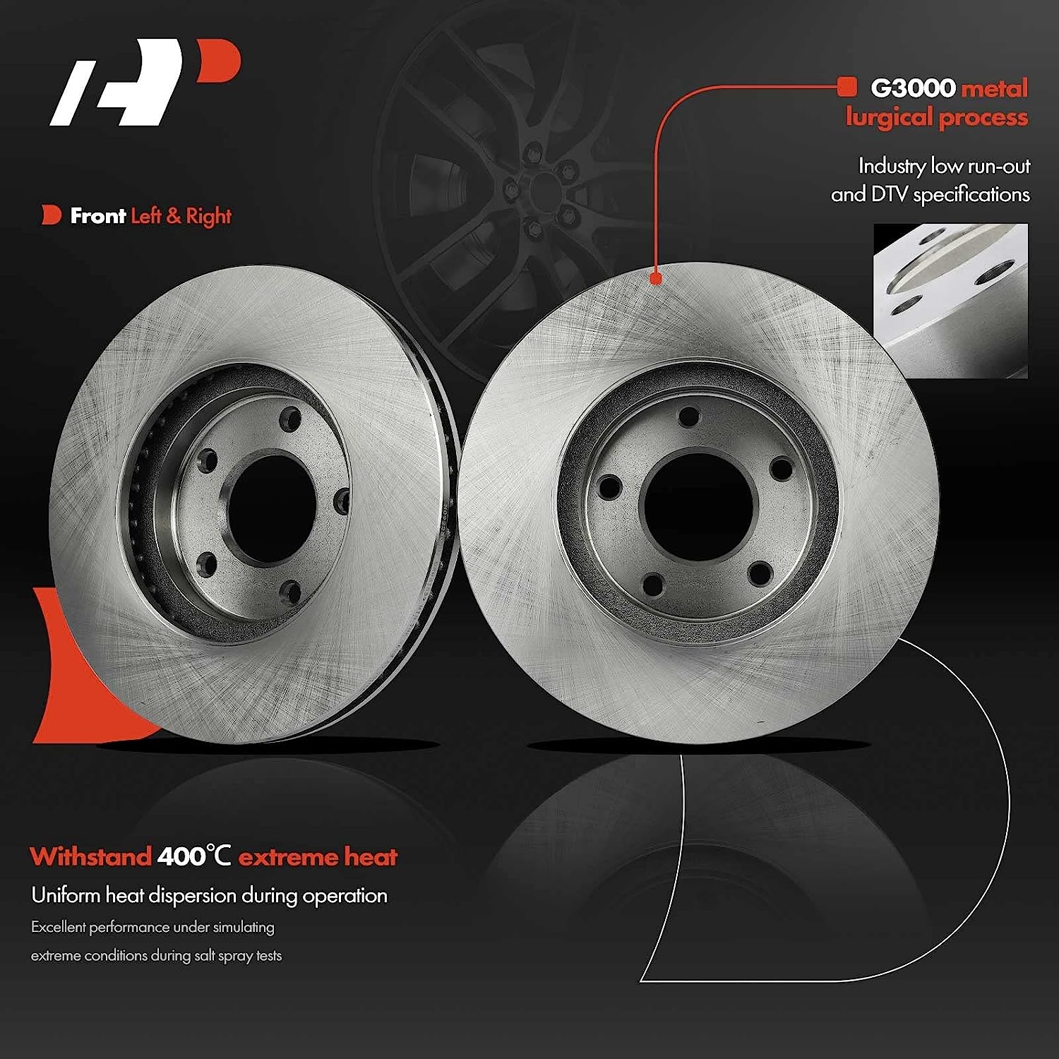 A-Premium Front Disc Brake Rotors Set Compatible with Nissan Quest 2004-2009 2011-2017 3.5L & INFINITI M45 2003-2004 4.5L, Q45 2002-2006 4.5L 2-PC Set