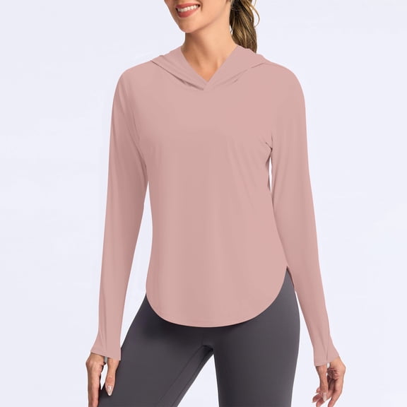 UPF 50 Sun Protection Hoodies for Women Lightweight Outdoor Long Sleeve Hiking Sun Shirts with Thumb Hole