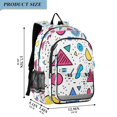 thumbnail image 2 of FORMRS Unisex School Backpack 17" Student Travel Bag with Laptop Compartment, Red Retro Pattern, 2 of 7