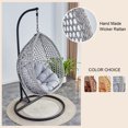 thumbnail image 4 of SUDICA Egg Chair with Stand, Gray Rattan Wicker, Weather-resistant Patio Garden Cushion, 350 lb Capacity, 4 of 10