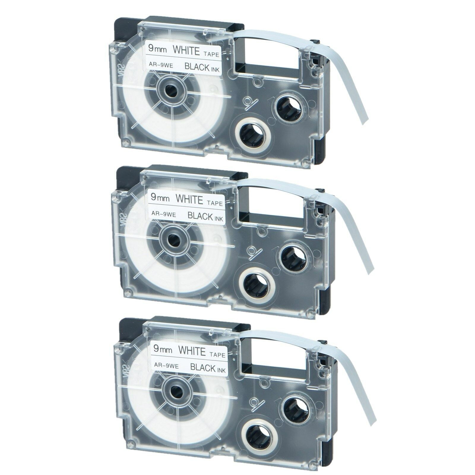 3PK XR9WE Black on White Label Tape for Casio KL120 430 750 60SR 2000