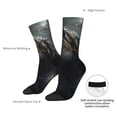 thumbnail image 4 of Daiia Black And Gold White Horse Print Crew Socks – Soft Breathable Long Socks for Men & Women, Moisture-Wicking & Comfortable Daily Wear Socks, One-Size Fits Most (US 5-11), 4 of 6