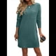 thumbnail image 2 of Vestido Mini Informal de Otoño para Mujer, con Cuello Redondo, Larga y Canalé Verde Oscuro L, 2 of 8