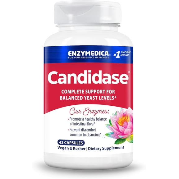 Enzymedica, Candidase, 42 Capsules, Enzyme Supplement to Support Balanced Yeast Levels and Digestive Health, Vegan, 21 Servings