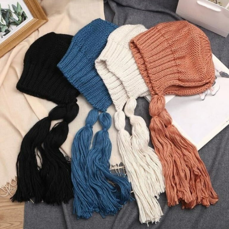 Yirtree Winter Skull Beanie Hat Women Faux Fur Knit Warm Soft Ski