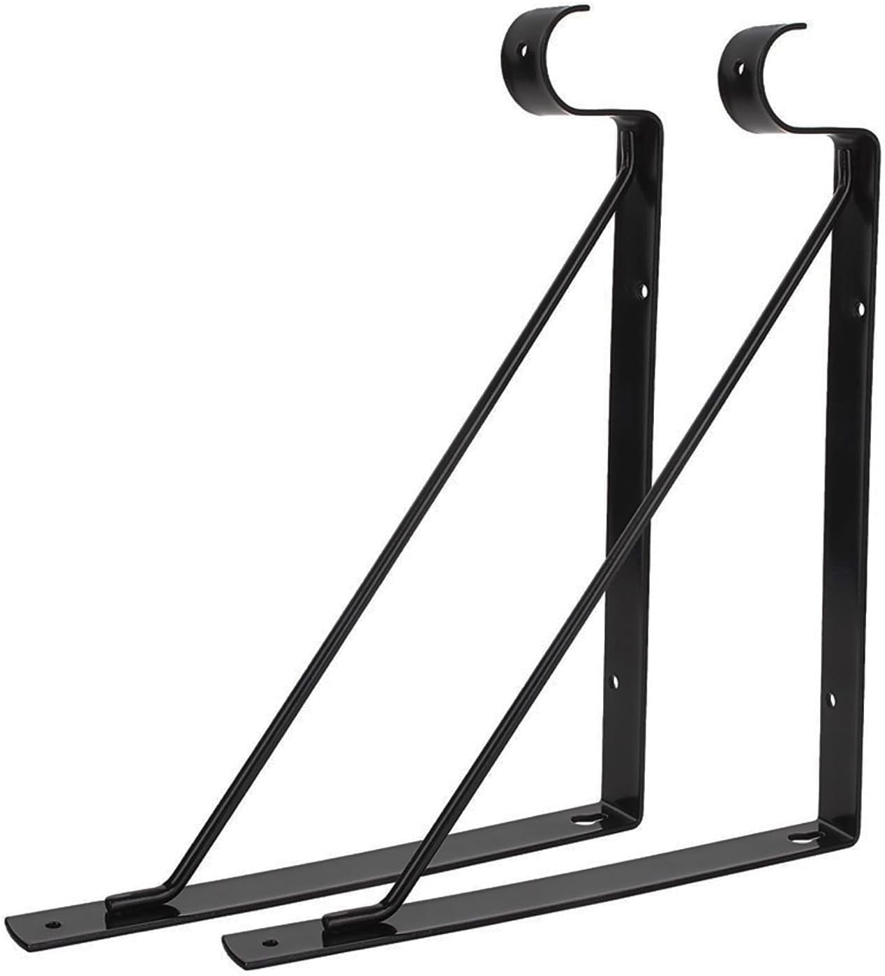 4 Pack Heavy Duty Closet Shelf & Rod Brackets, Wall Mounted Closet Shelf Brackets, 11 x 11 Inch Closet Shelf Brackets with Rod Support, Black