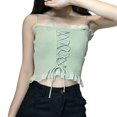 thumbnail image 4 of MESSUEN Spaghetti Strap Tank Top Going Out Tops Crew Neck Camisole Lace Jacket Blouse Solid Strap Vest Suspender Color Stitching Blouse Women's Summer Tops Dressy Shirts for Women Green One Size, 4 of 6