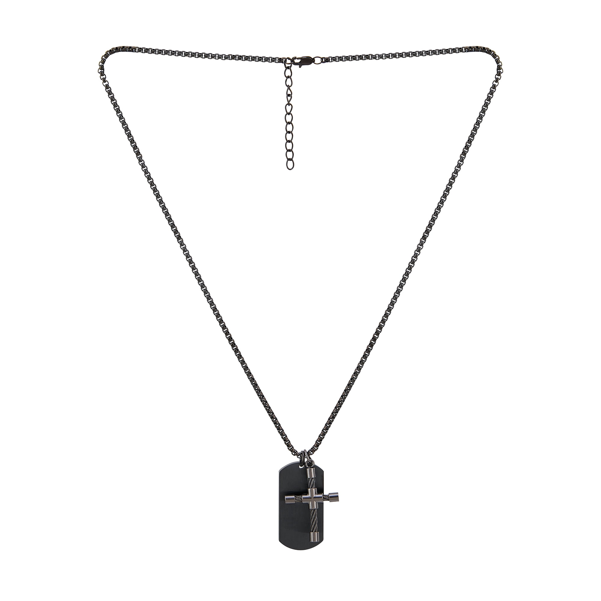 Mens gunmetal deals cross necklace