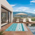 thumbnail image 3 of Teal Floral Outdoor Rug for Patio/Deck/Porch, Non-Slip Large Area Rug 4 x 6 Ft, Botanical Blossom Motif Boho Grey Stripes Indoor Outdoor Rugs Washable Area Rugs, Reversible Camping Rug Carpet Runner, 3 of 8