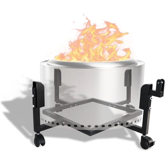 FEBTECH 29.5 inch Portable Firepit Trolley Stand for 27 Inch Firepit with Support Arm & Caster Wheels