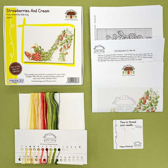 Bothy Threads Strawberries & Cream Counted Cross-Stitch Kit