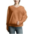thumbnail image 3 of Diufon Womens Casual Blouses V Neck Long Sleeve Sweaters Fall Solid Color Pullover Tops, 3 of 5