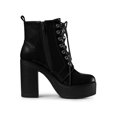 thumbnail image 3 of BLISSFUL STEP Women's Boots Platform Lace Up Chunky Heel Western Combat Boots Black 8.5, 3 of 6