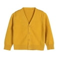 thumbnail image 3 of Tfken Sweater For Boys Kids Warm Solid Color Soft V-Neck Cardigan Sweater Yellow Size 8-9 Years, 3 of 3