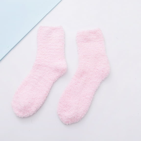 Firefly Hope 3 pairs of plush comfortable light pink slipper socks, warm and soft winter plush home sleep socks