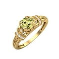 thumbnail image 2 of 5MM Round Lemon Quartz 925 Silver Yellow Plated Blossom Design Women Valentines Day Gifts Ring, 2 of 4