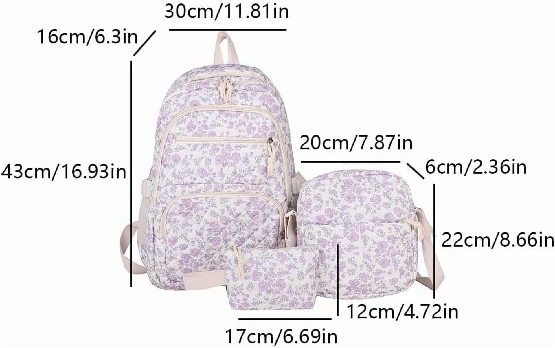 This 3-piece backpack set comes with a cute floral quilted backpack, a medium-sized messenger bag and a small travel storage bag for ladies, presenting a simple and comfortable look