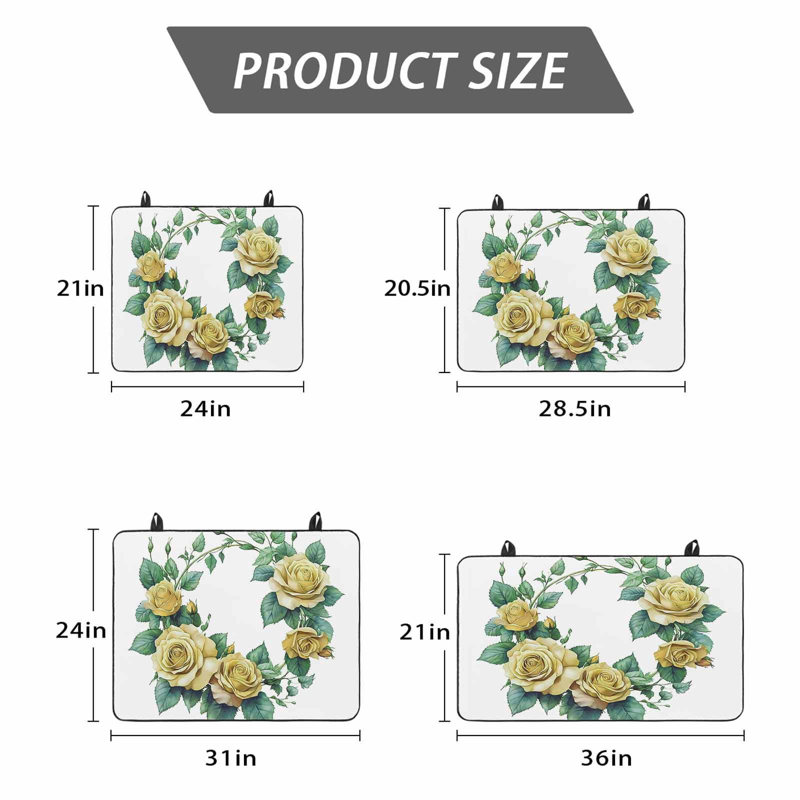 Yellow Rose Stove Top Cover for Electric Stove, Heat-proof & Non Slip Glass Top Stove Cover Protector, Flower Floral Spring Watercolor Green Leaf Kitchen Flat Cooktop Rubber Mat 24x21 Inches