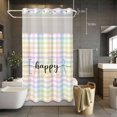 thumbnail image 5 of Happy Easter No Hooks Shower Curtain with Snap-in Liner Colorful Pink Blue Yellow Green Plaid Watercolor Shower Curtains for Bathroom, Waterproof, Easy Install, Washable 54"x78", 5 of 9