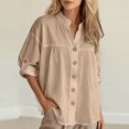thumbnail image 6 of Njagoc3 Linen Button down Shirt Women Summer Fall Fashion Long Sleeve Cotton Gauze Tops Dressy Casual Work Blouse, 6 of 6