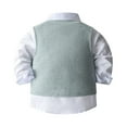 thumbnail image 4 of Hansber Toddler Baby Boys Formal Outfits Gentleman Wedding Clothes Suits Button Down Shirt with Pants Light Green 110, 4 of 6