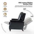 thumbnail image 5 of Mid Century Genuine Top Grain Leather Push Back Manual Recliner Chair with Solid Wood Legs for Living Room, Bedroom, Home Theater, Black, 5 of 10