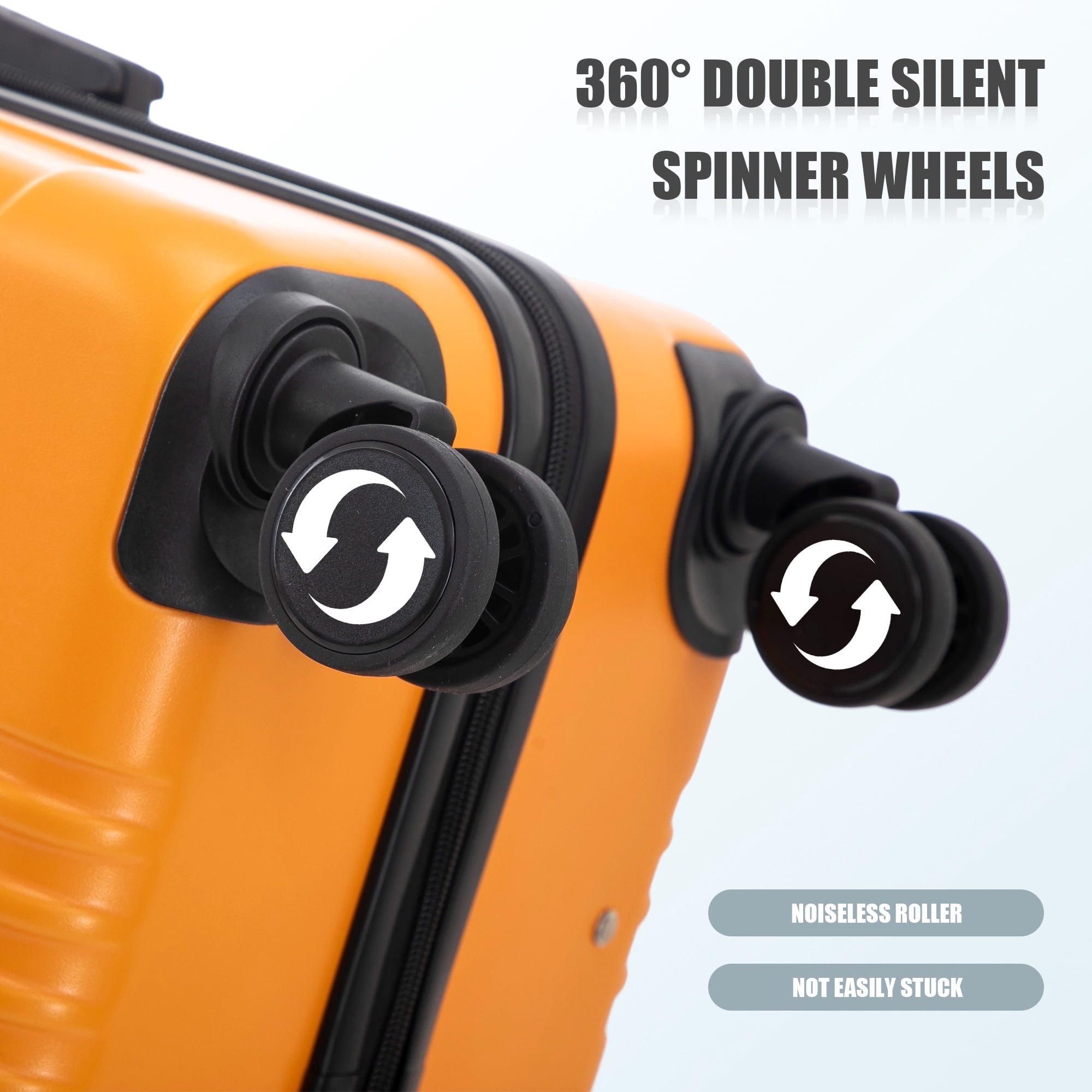 Alvantor 3 Piece Luggage Sets, ABS Spinner Suitcase with TSA Lock (20"/24"/28", Orange)