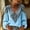 Blue, variant on Women's V-Neck Denim Color Block Blouse, Puff Shoulder Long Sleeve Contrast Stitching Western Casual Top Light Gray XL