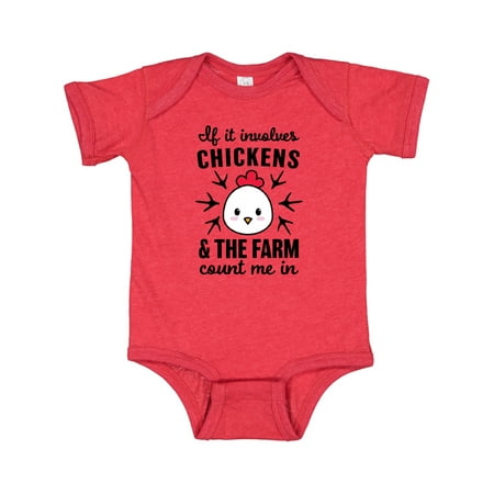 

Inktastic If It Involves Chickens & The Farm Count me in Gift Baby Boy or Baby Girl Bodysuit