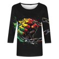 thumbnail image 4 of Meichang Hauts d'Été à Manches 3/4 pour Femmes, T-Shirt Afro-Américain, Tunique Décontractée, Col Rond, 4 of 5