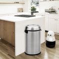 thumbnail image 2 of HOBLOC 17 Gallon/65 Liter Stainless Steel Swing Top Trash Can, Heavy Duty Commercial Round Trash Bin with Swing Lid for Kitchen, Restaurant, Office, 2 of 5