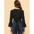 thumbnail image 4 of Unique Bargains Blouse Évasée à Manches Longues pour Femmes avec Nœud dans le Dos Crop Top de Fête, 4 of 5