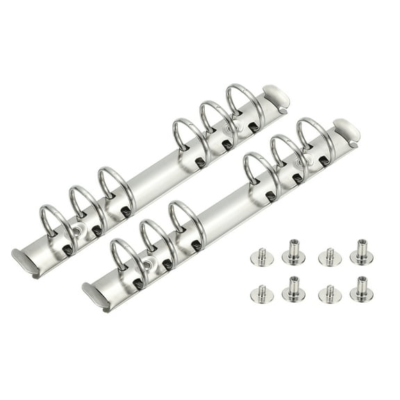 Uxcell A6 6 Hole Ring Binder Mechanisms, 2 Set 0.8" O Ring Replacement Binder Planner Loose Leaf Binding Spines with Switches for Organizers DIY Fill Paper Storage Folder, 25mm Silver