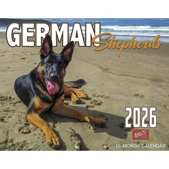 2026 German Shepherds Wall Calendar 16-Month X-Large Size 14x22, Dog Calendar by The KING Company-Monster Calendars