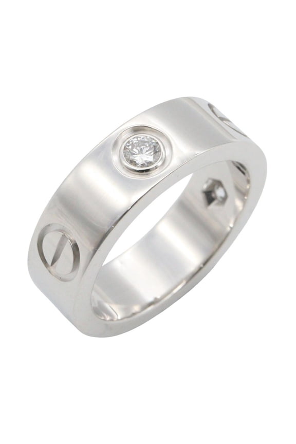 Pre-Owned Cartier Love Ring 3PD - 18K White Gold (18KWG) Diamond for Women Silver/Clear Tone