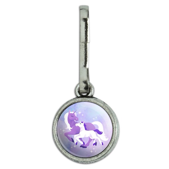 Magical Mom Unicorn and Baby Antiqued Charm Clothes Purse Suitcase Backpack Zipper Pull Aid