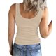thumbnail image 4 of Camiseta sin mangas de cuello redondo y canalé para mujer - Camiseta informal ajustada sin mangas para combinar, tejido de punto elástico, tallas S-XXL, 4 of 6