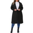 thumbnail image 2 of Agnes Orinda Women's Plus Size Overcoat Classic Stand Collar Long Sleeve Back Split Winter Long Coat with Pockets 2X Black, 2 of 6