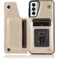 thumbnail image 5 of Phone Case for Samsung Galaxy S21 Glaxay S 21 5G 6.2 inch with Tempered Glass Screen Protector and Card Holder Wallet Cover Stand Flip Leather Cell Accessories Gaxaly 21S G5 Cases Women Men Golden, 5 of 13
