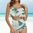 thumbnail image 2 of ibuvkizy Tankinis Swimsuits for Women Clearance Loose Modest Two Piece Bathing Suits Ladies Fashion Multicolor Retro Print Swimming Trunks Sling Women Split Swimsuit Bikini Sets for Women's Plus Size, 2 of 5