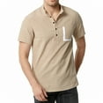 thumbnail image 4 of IYTR Mens Linen Shirts Patchwork Short Sleeve T Shirts 5-button Stand Collar Comfortable Lightweight Daily Work Shirts With Pocket Casual Summer Comfy Khaki L, 4 of 6