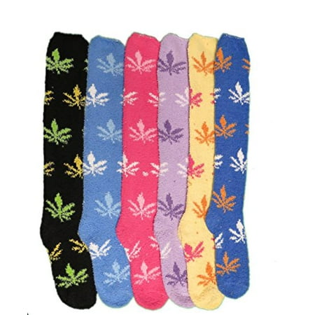Warm Fuzzy Socks - Magg 6 or 12 Pairs of Womens Knee high Ultra Soft Warm Fuzzy Colorful Printed Socks
