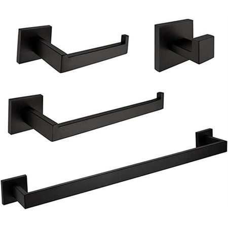 

Premium Stainless Steel 4-piece Bathroom Hardware Accessory set in matte black