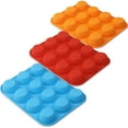thumbnail image 7 of 12-Cup Silicone Muffin Pan - Food Grade, Non-Stick Baking Cups for Cupcakes & Eggs, Red/Orange/Blue, 3-Pack Set, 7 of 7