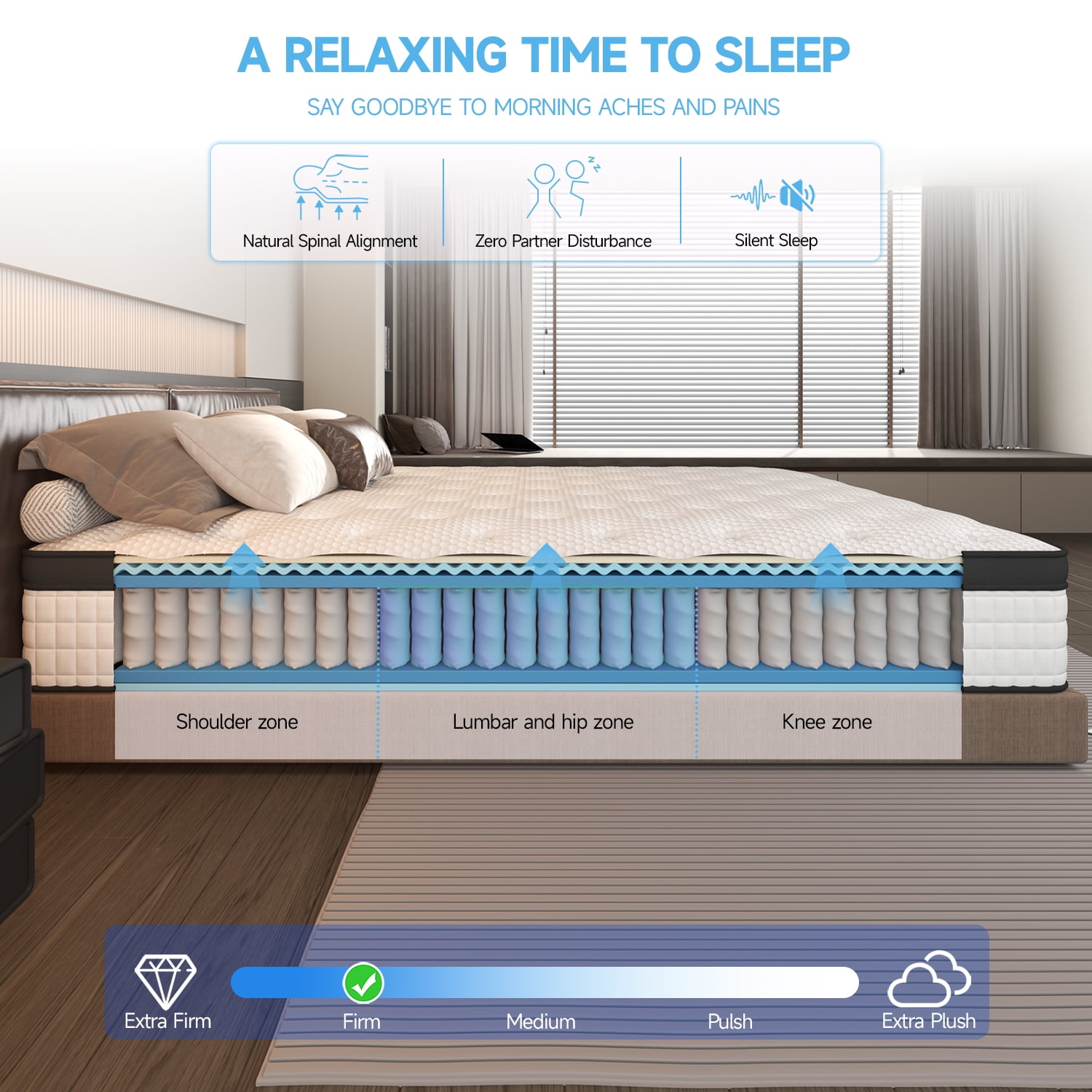 Doubleslee Twin Mattress, 10" Boxed Memory Foam Hybrid Spring with Motion Isolation and Pressure Relief - Black and White