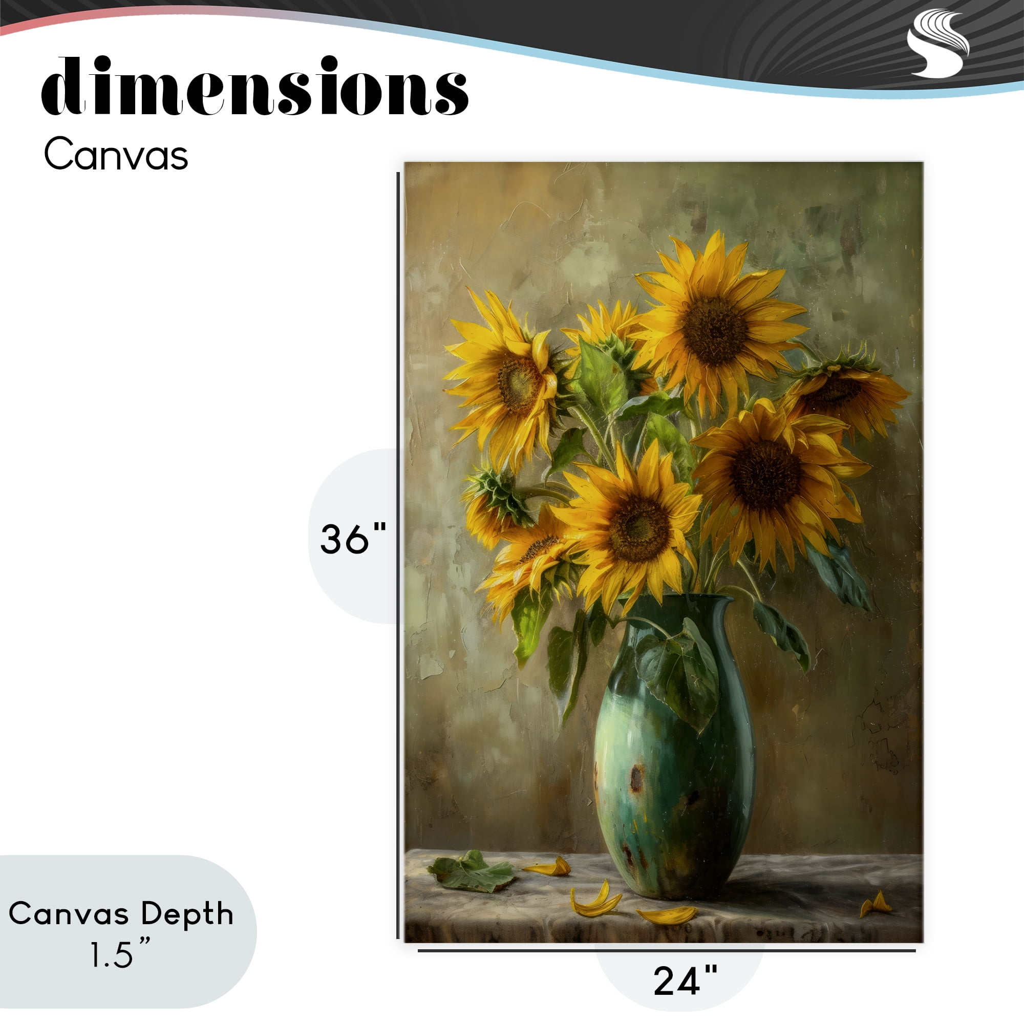 Stupell Industries Moody Sunflower Vase Canvas Wall Art, design by Creative Studio