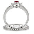 thumbnail image 3 of 2 Carat Red Ruby Round Cut Moissanite Diamond Bridal Set on 10k White Gold, 3 of 3